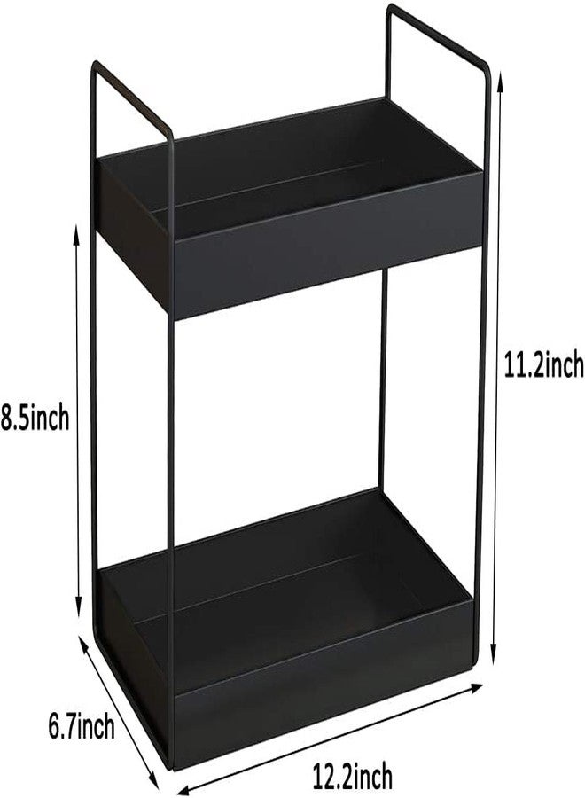 CR18 COLLECTION MULTIPUPOSE Bathroom Countertop Organizer, 2-Tier Vanity Tray Corner Shelf, Cosmetic Makeup Counter Standing Storage, Detachable Organizer Shelf Holder Kitchen(Black, Metal) - Image 2